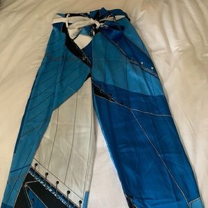 Blue scarf print pants NWT